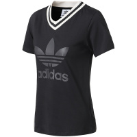 【自营】adidas阿迪达斯三叶草女子短袖T恤V领休闲运动服CE1006 32 CE1006黑