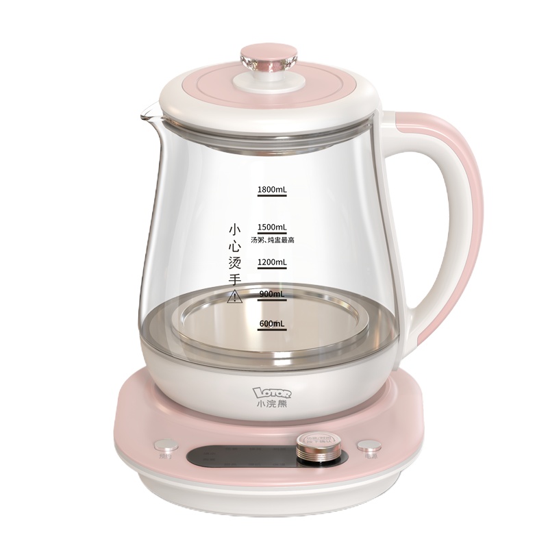小浣熊养生壶H9滤筒燕窝杯 1.8L大容量304发热盘加厚玻璃多功能家用燕窝蒸煮两用泡茶机器办公室全自动预约