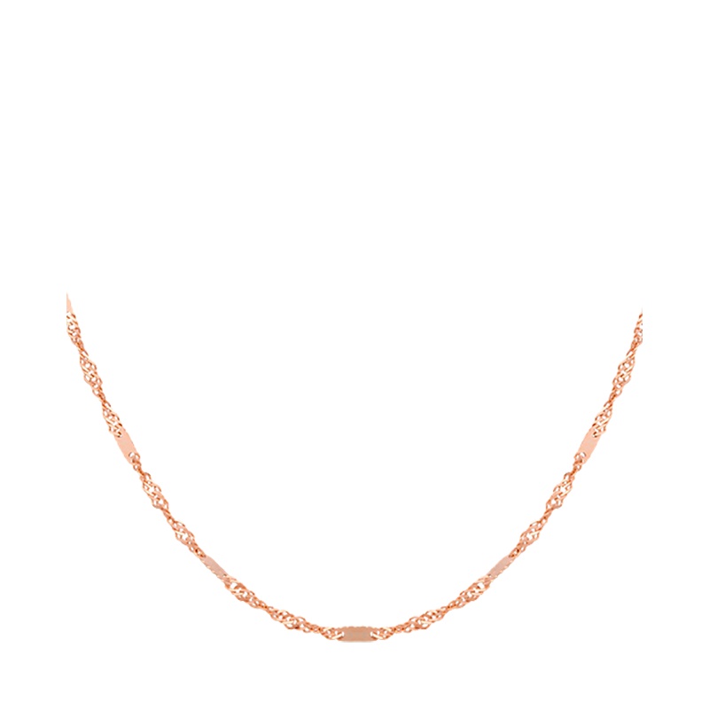 潮宏基 水波纹18k金项链女款玫瑰金彩金锁骨链配链