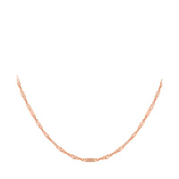 潮宏基 水波纹18k金项链女款玫瑰金彩金锁骨链配链