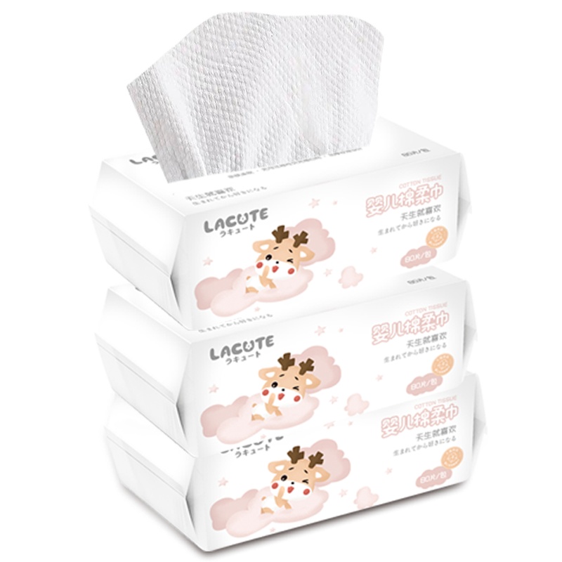 乐可爱棉柔巾80片(抽取式)X3包