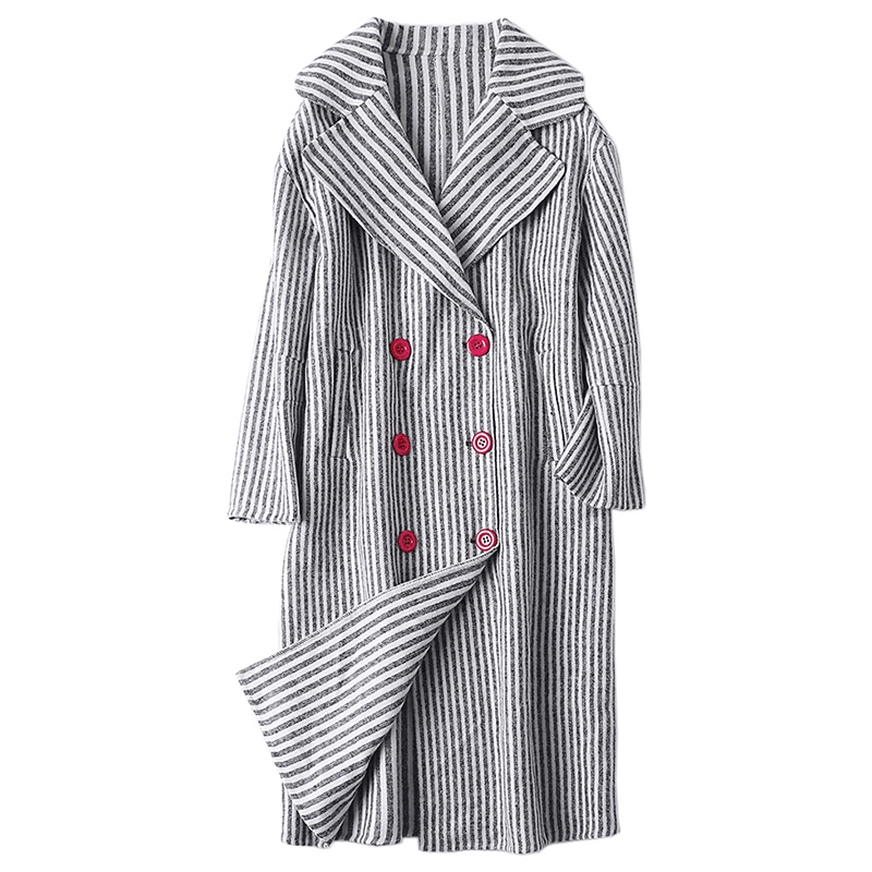 憨厚皇后2019春季海宁新款双面毛呢外套女士韩版长款羊毛呢子大衣