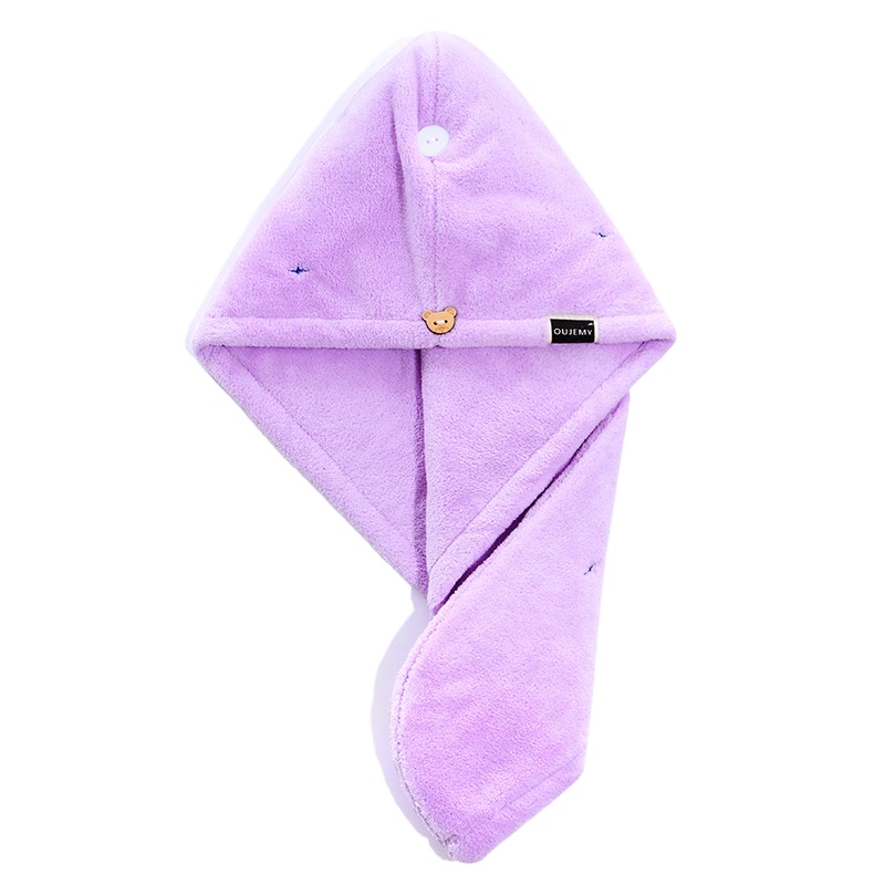 吸水干发帽女双层加厚懒人速干包头巾抖音可爱干发巾洗头毛巾 三维工匠 双层绣星浅紫