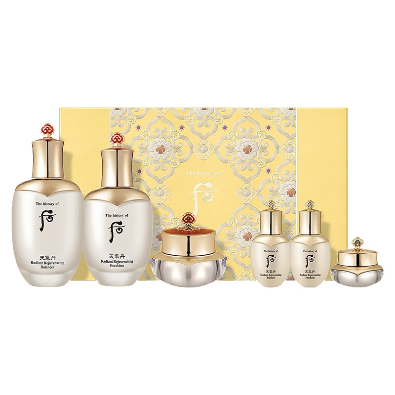 [专柜正品 顺丰速运]韩国后(Whoo) 套装天气丹花献光彩紧颜水乳护肤礼盒六件套