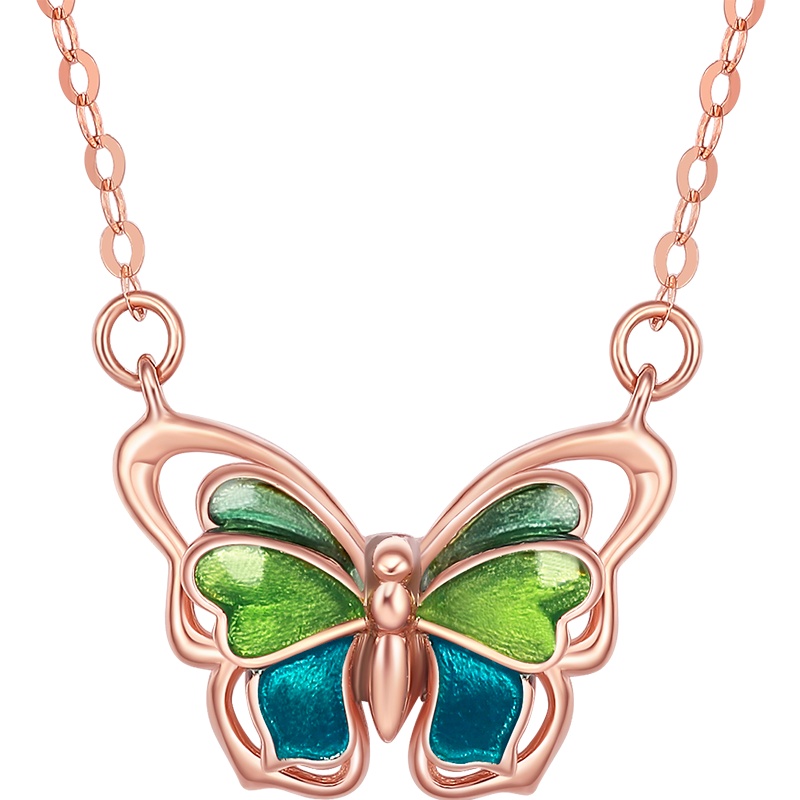 周大生18K金四叶草素金套链