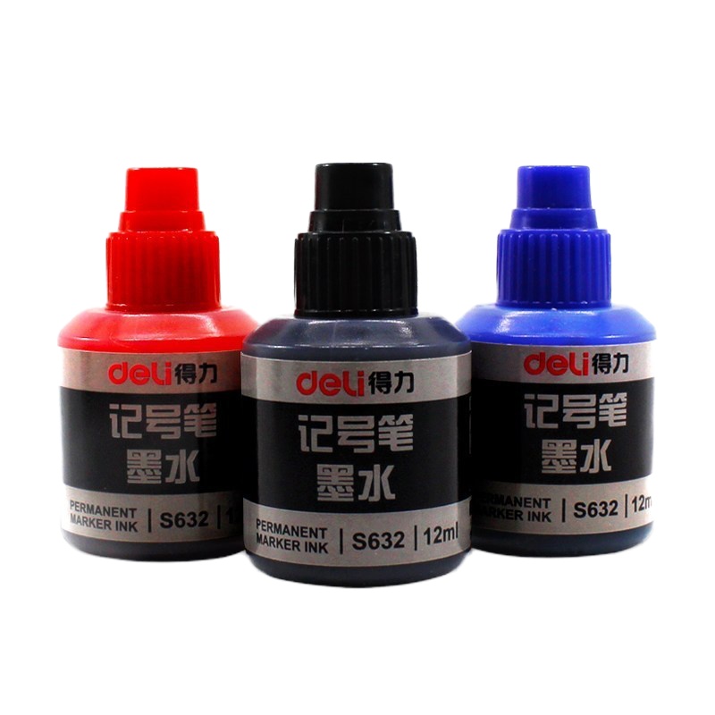 得力(deli) 可加墨水记号笔/物流大头笔/签到笔 S632记号笔墨水(黑)(10瓶价)