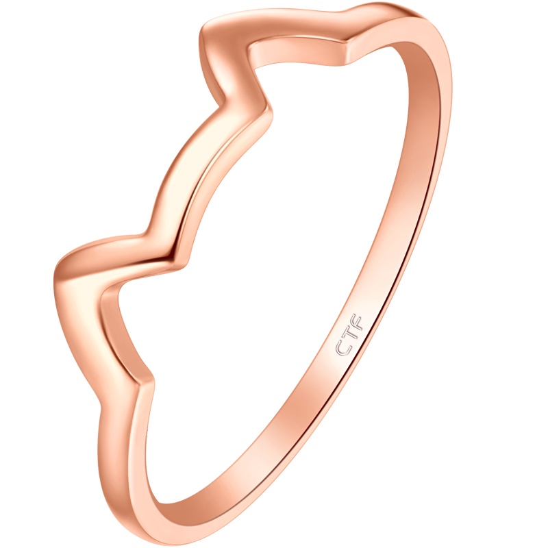 周大福珠宝首饰玫瑰金色CoCo Cat可爱小猫18K金彩金戒指女 E125055