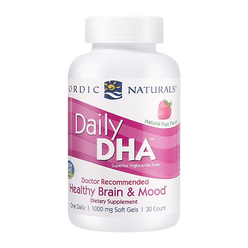 美国原装进口Nordic Naturals挪威小鱼青少年儿童鱼油DHA鱼油胶囊草莓味30粒/瓶装补脑记忆力12岁