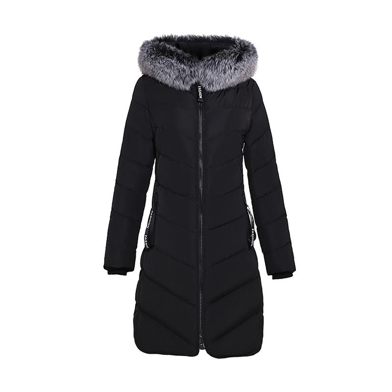 千仞岗女士冬季中长款大毛领加厚羽绒服外套