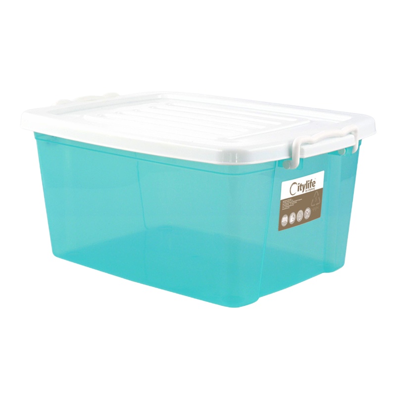 永耀 树脂收纳箱家用储物箱加厚整理箱有盖收纳盒透明24L