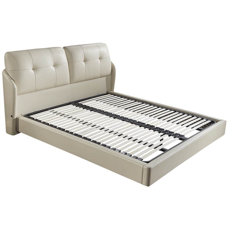 AIRLAND雅兰真皮双人软靠包床1.5m/1.8米现代简约卧室实木床架 米蘭软床