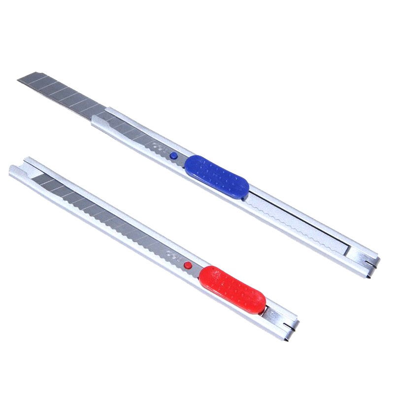 得力(deli)2053小学生美工刀小刀文具学生用小号拆快递小刀办公刀金属切纸刀介刀裁纸刀5把颜色随机