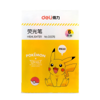 得力deli33376荧光笔 标记笔套装彩色重点记号笔 斜头涂鸦笔6色单盒装