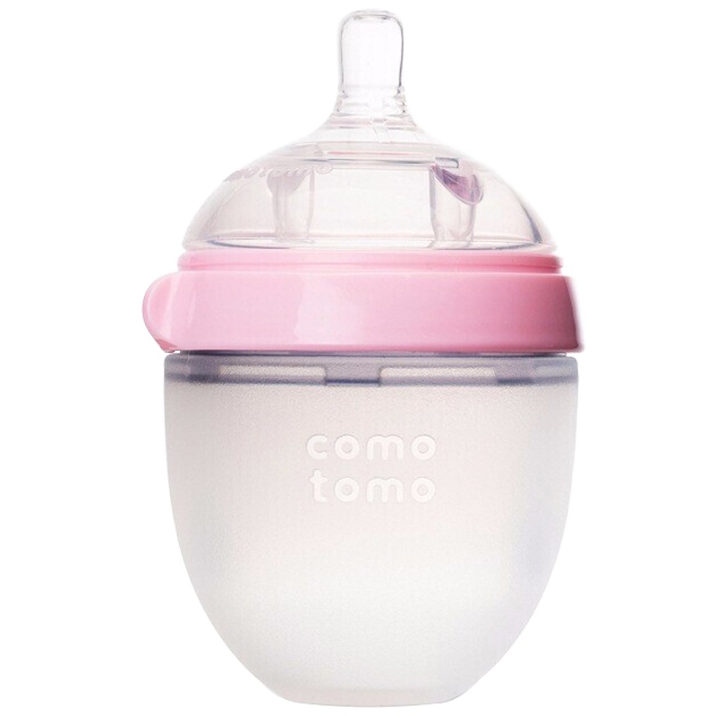 可么多么Comotomo 婴儿硅胶宽口径奶瓶粉红150ml(带1孔奶嘴适合0-3月)