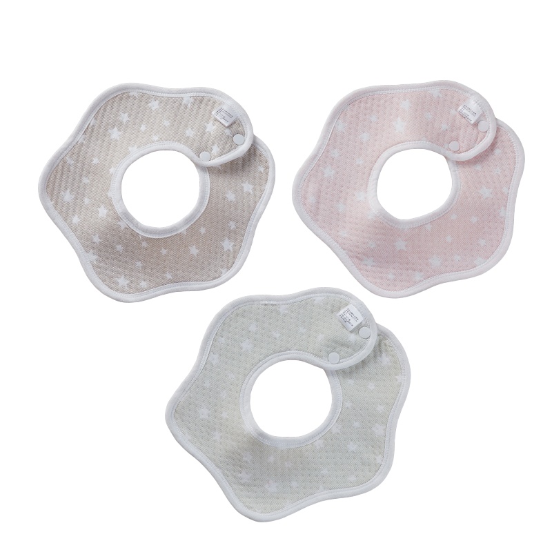 DuDi/青蛙嘟迪 婴儿纯棉新生儿围嘴口水巾宝宝防水吐奶围兜围脖式360度旋转(3条装)