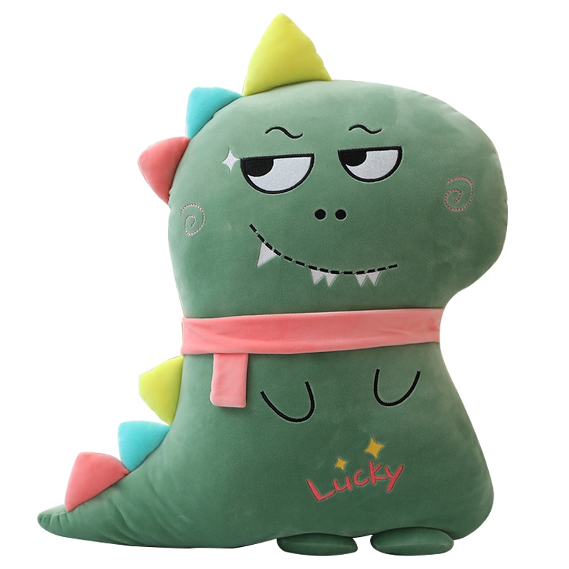 鸱吻恐龙毛绒玩具ins网红抱枕可爱布娃娃睡觉女孩生日礼物送闺蜜女友(60cm 绿色 三合一0.8m毛毯)