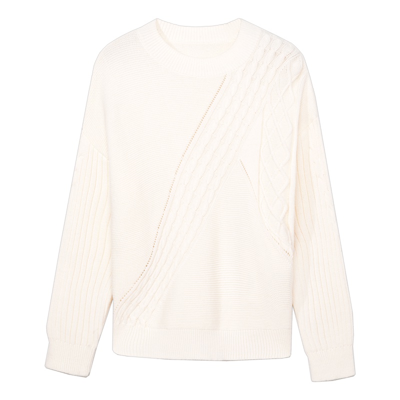 2019爱居兔秋季女装不对称花型长袖针织衫