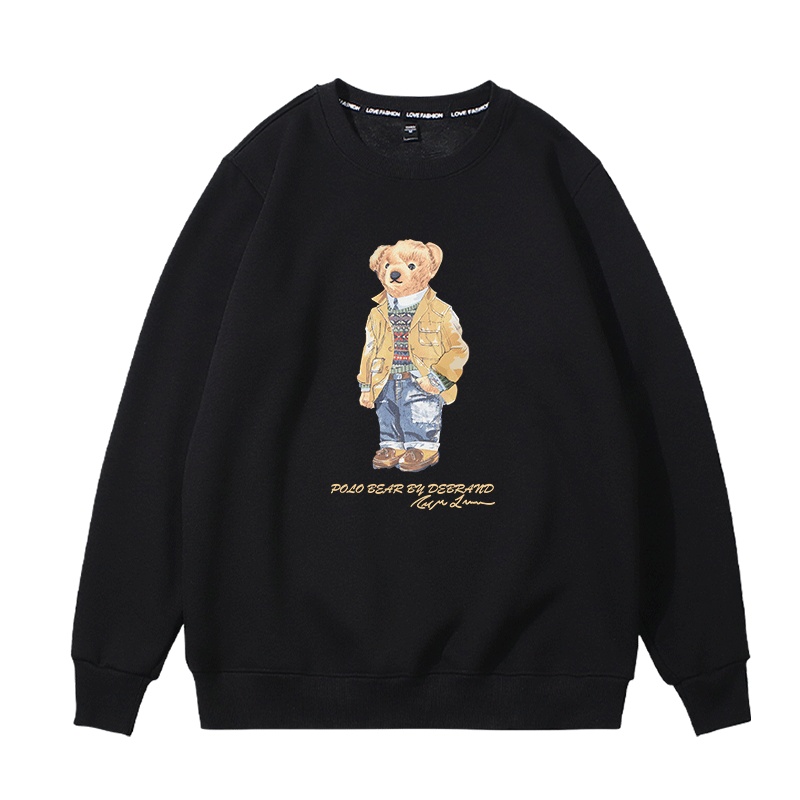 DEBRAND潮牌圆领卫衣男ins宽松2022虎年新款英伦绅士风插兜熊外套