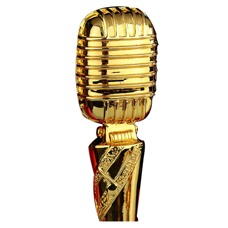 优佚2020新款音乐水晶奖杯定制金话筒唱歌比赛金银铜镀金属树脂奖杯颁奖