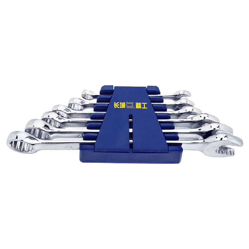 长城精工 6件套公制平板镜抛两用扳手组套 开口梅花扳手工具组套 8-19mm 320106 1套