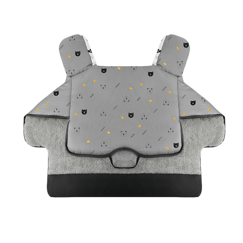 电动车挡风被冬季加绒加厚防水加大加宽电瓶车电车摩托车款防风罩 加厚-连体加绒内里-英文熊灰