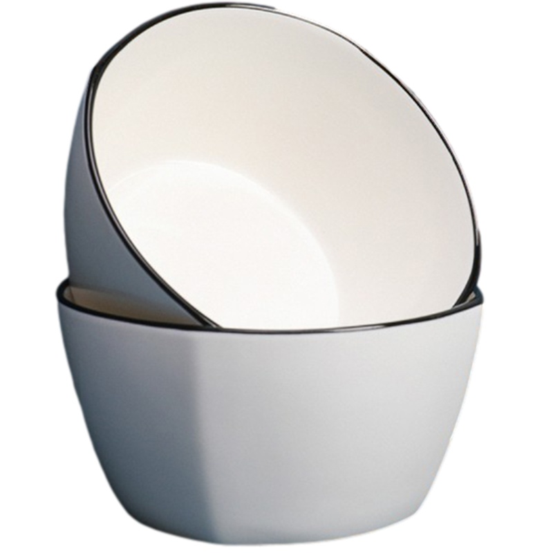 贝瑟斯 北欧陶瓷碗套装4个装沙拉碗卡通方碗陶瓷餐具米饭碗