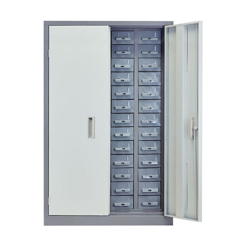 震海 52抽带门铁皮抽屉零件柜灰色大号抽屉五金配件收纳柜零配件收纳柜螺丝元件盒样品物料柜零件柜