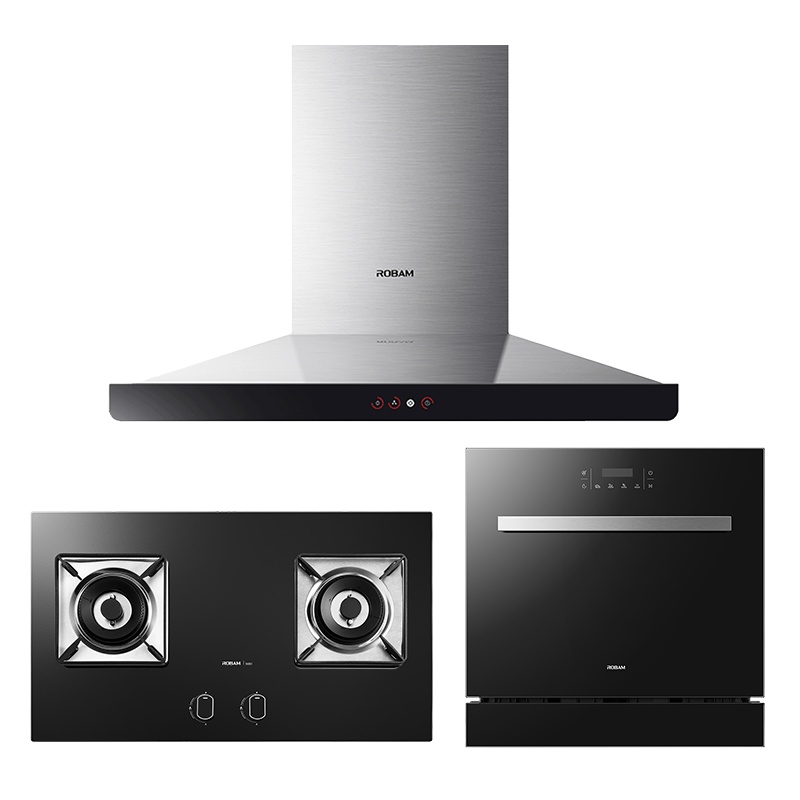 老板(Robam)欧式油烟机三件套抽油烟机燃气灶具8套洗碗机套装66A1H+56B0+WB773X(天然气)