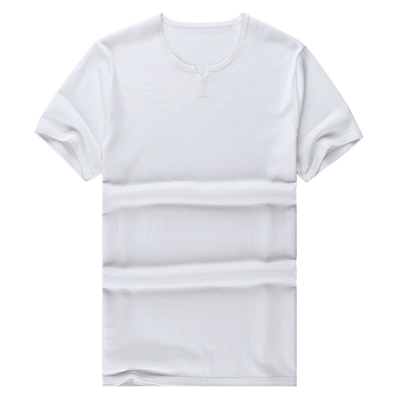 布先生新款 针织衫短袖T恤简约亨利领纯色提花丅恤AT10231