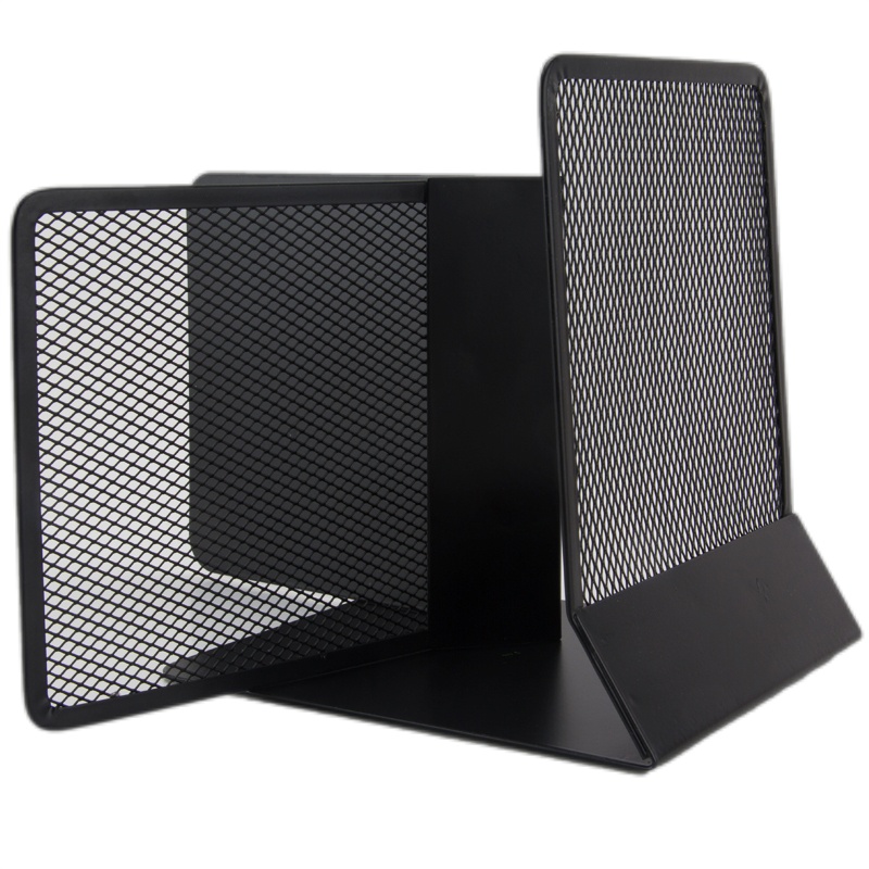 广博 WZ9306 黑色铁书立2付/组 160mm挡书板 网状金属挡书架 黑色