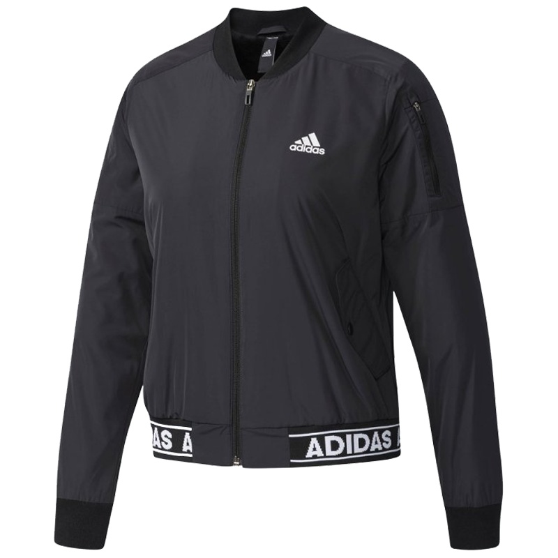 adidas 阿迪达斯 运动型格 女子 夹克 黑 CE2535