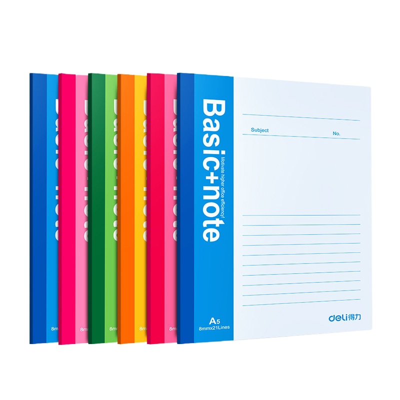 得力7654 A5/80页无线装订本 笔记本本子 记事本 5本装