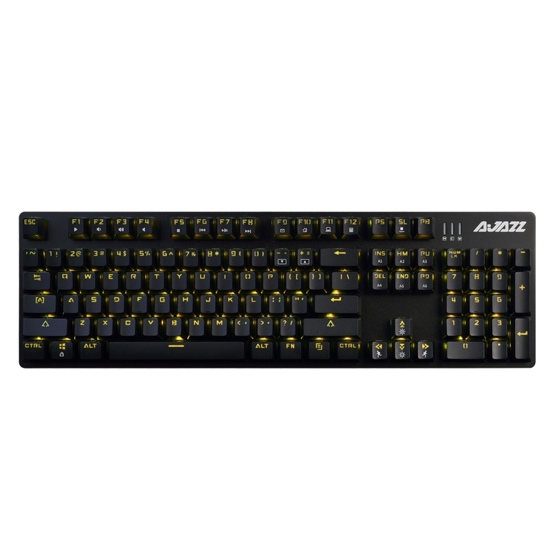 黑爵(AJAZZ)机械战警 有线机械键盘 游戏键盘 104键 炫黄光 电脑外设吃鸡 黑色 红轴 赛博朋克