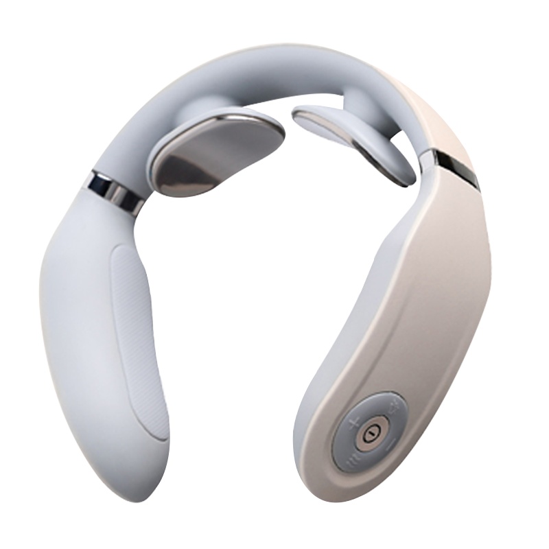 SKG4335颈椎按摩器双电极片颈部按摩仪语音提示热敷护颈仪便携脖子牵引器无线低频脉冲(粉色)送礼佳品