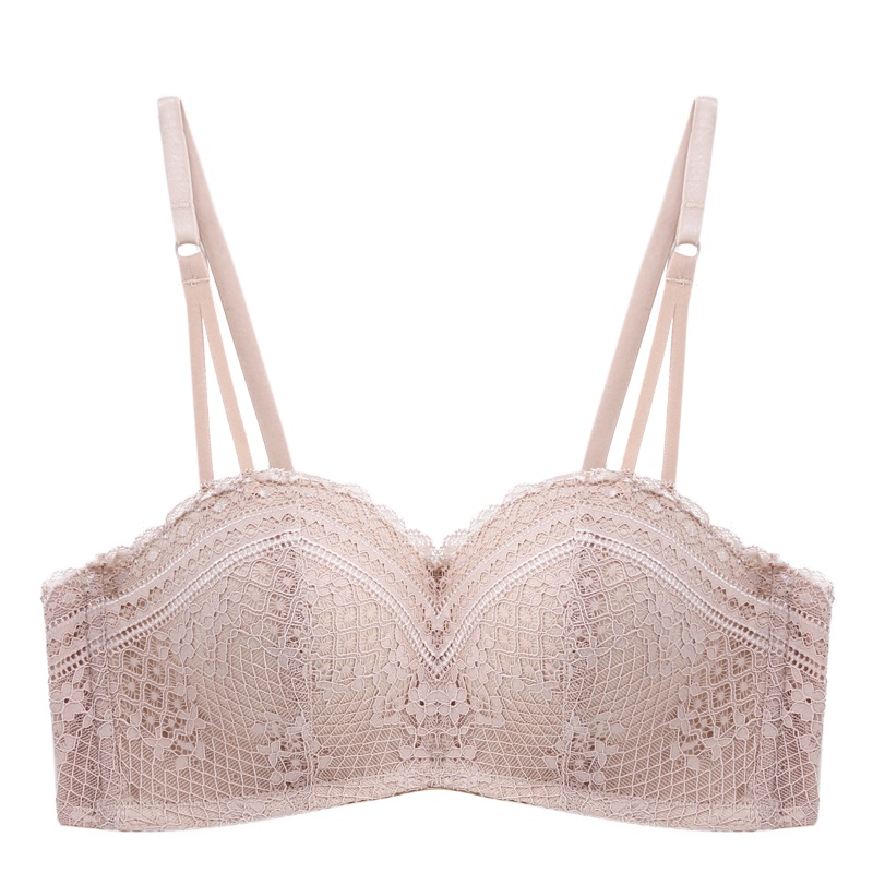 珀依兰 1/2半杯小胸聚拢性感蕾丝女文胸 夏天透气无钢圈上托婚纱礼服内衣