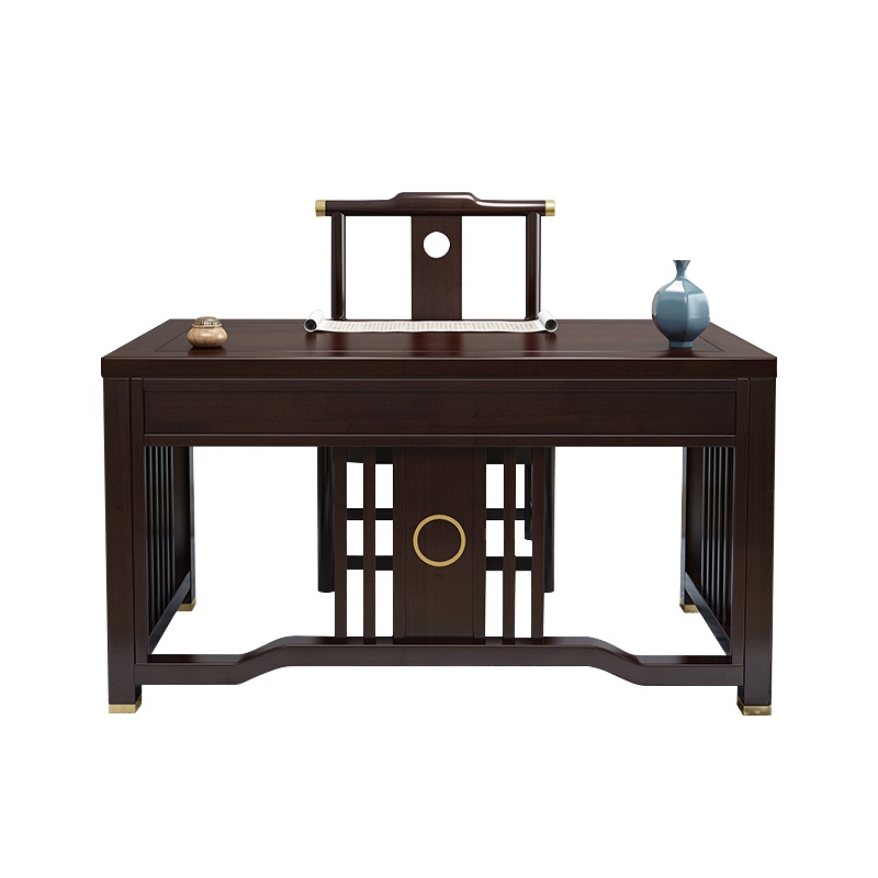 月影梳桐新中式实木书桌椅组合现代实木办公桌禅意中国风书房家具