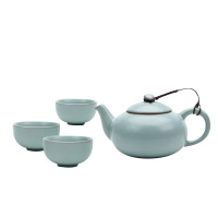东道 汝窑 套装茶具 天乐壶组 一壶三杯 开片可养 天青色 色釉 陶瓷 其他
