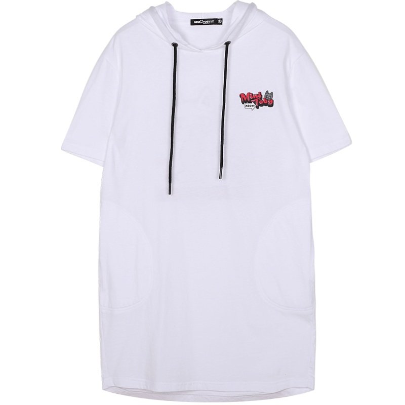 a02新款2020时尚减龄卡通印花宽松廓形连帽连衣裙女潮DTV2C0461DR