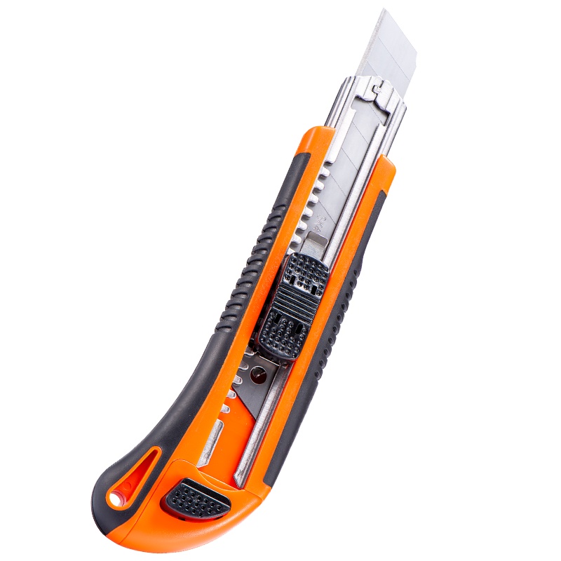 万创18毫米美工刀金属裁纸刀带折刀器铅笔刀工具刀质感好使用方便刀片办公文具