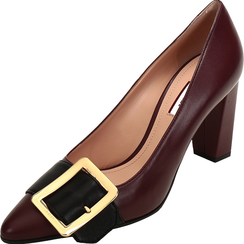 BALLY 巴利 女士 皮质尖头粗跟高跟鞋 JACQUELINE 85