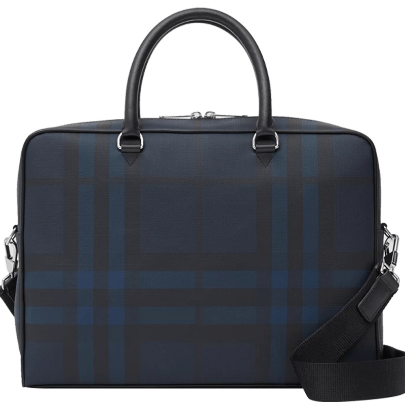 预售 博柏利 BURBERRY London 公文包 字母印字标经典条纹织物 男士手提包 8023707银扣