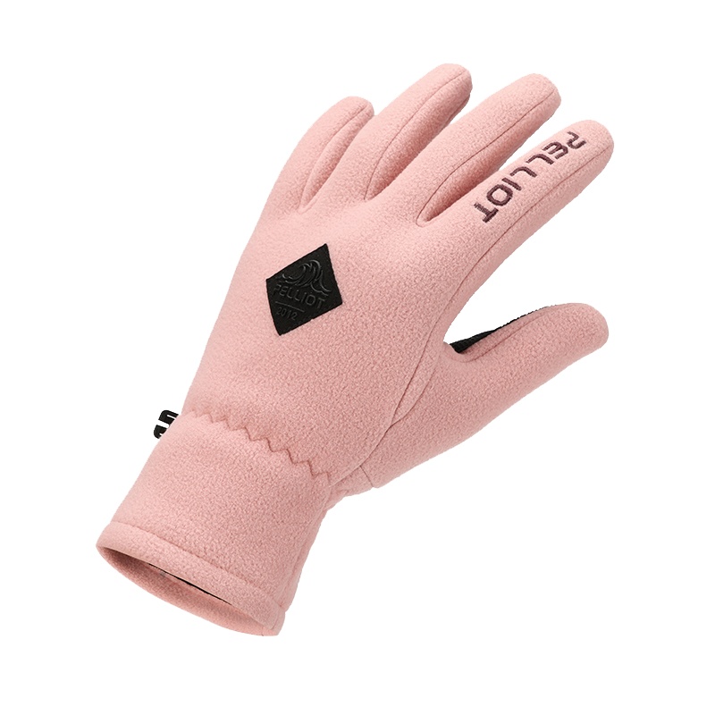 伯希和户外抓绒手套男女冬季运动跑步加厚通用保暖骑行可触屏双面复合摇粒绒保暖防风全指触屏手套