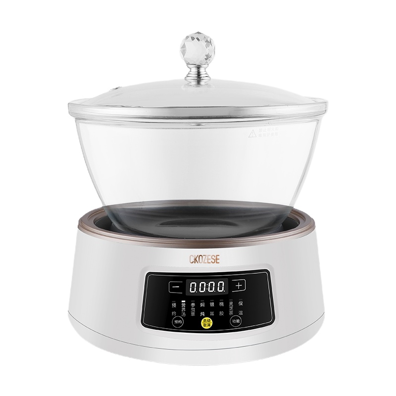 [苏宁宜品认证]电炖锅玻璃养生锅燕窝炖盅隔水炖家用多功能全自动煲汤锅电用慢炖电煮锅汤锅/珍珠白