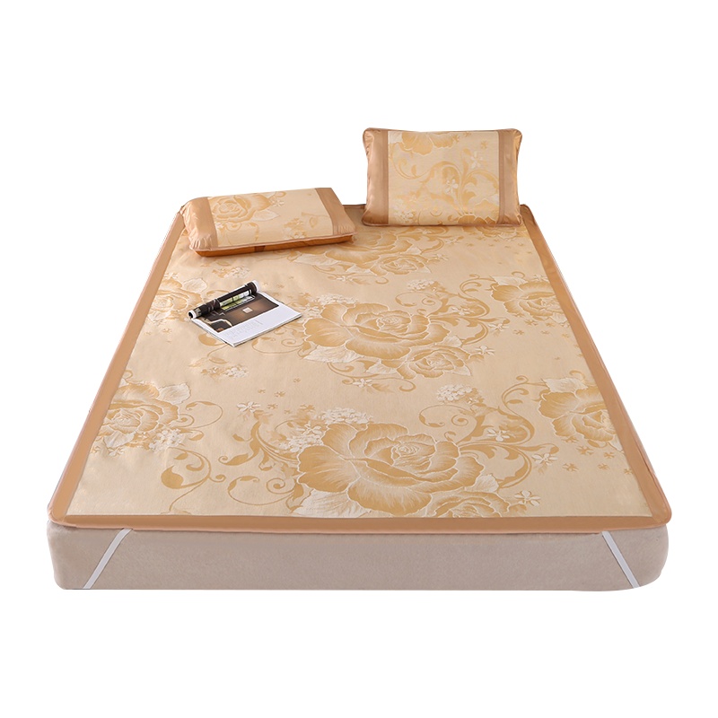 北极绒可折叠时尚提花冰丝席凉席套件单双人空调凉席三件套学生宿舍席子1.5米0.9米1.2米