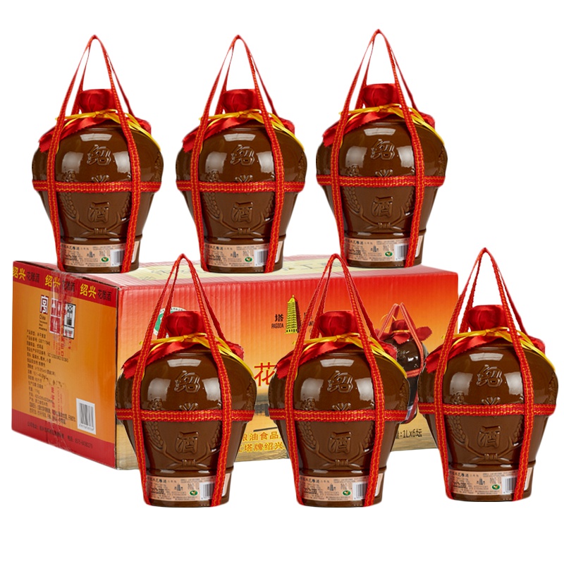 塔牌绍兴黄酒三年陈花雕酒1L*6陶坛箱装手工糯米加饭酒半干型黄酒