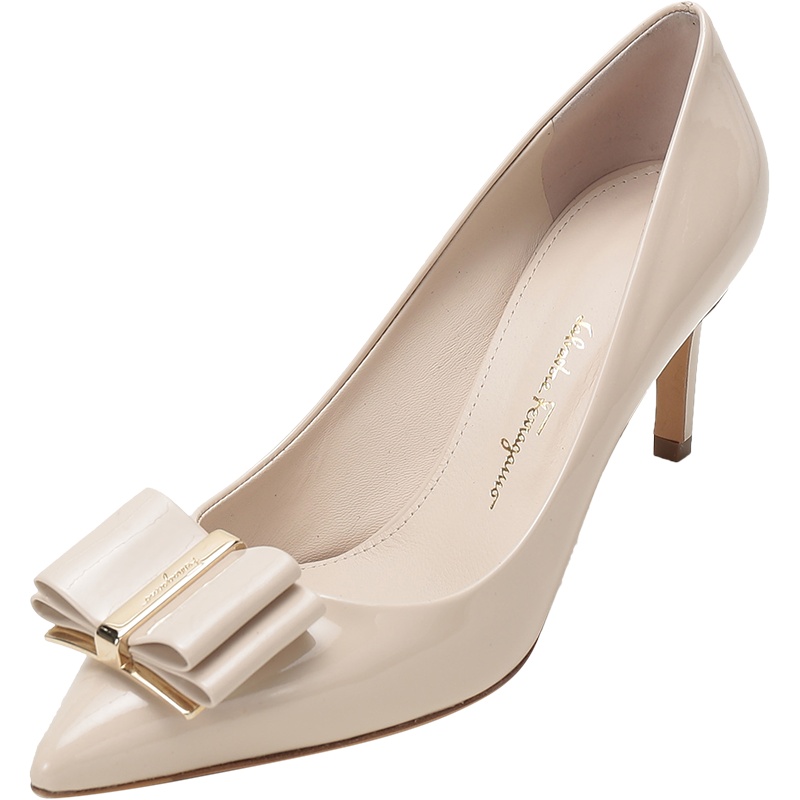 Salvatore Ferragamo 菲拉格慕 女士 ZERI 70系列漆皮双蝴蝶结尖头高跟鞋 0741002