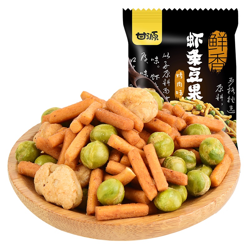 甘源牌 烤肉味虾条豆果285g 休闲小吃追剧零食