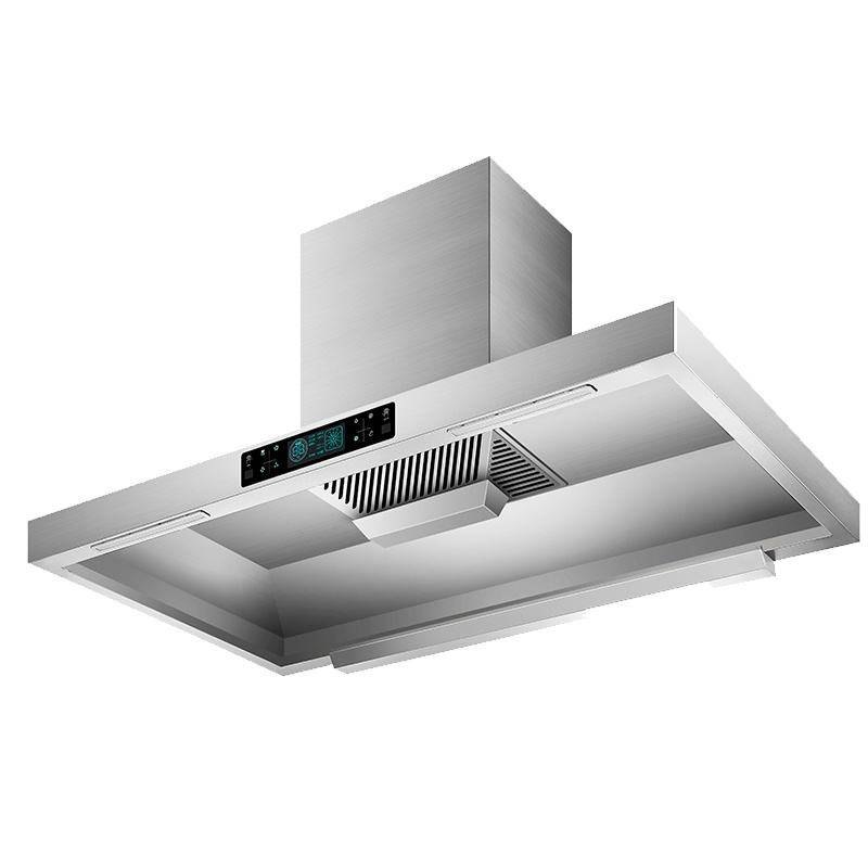 方帅(FOSHUAI)商用T型39立方触控式欧式顶吸式抽油烟机 大功率智能体感饭店农村土灶不锈钢吸烟机 1.5米自动清洗