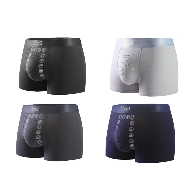 4条装猫人男士负离子黑科技按摩裤精梳棉内裤平角裤个性舒适按摩裤头