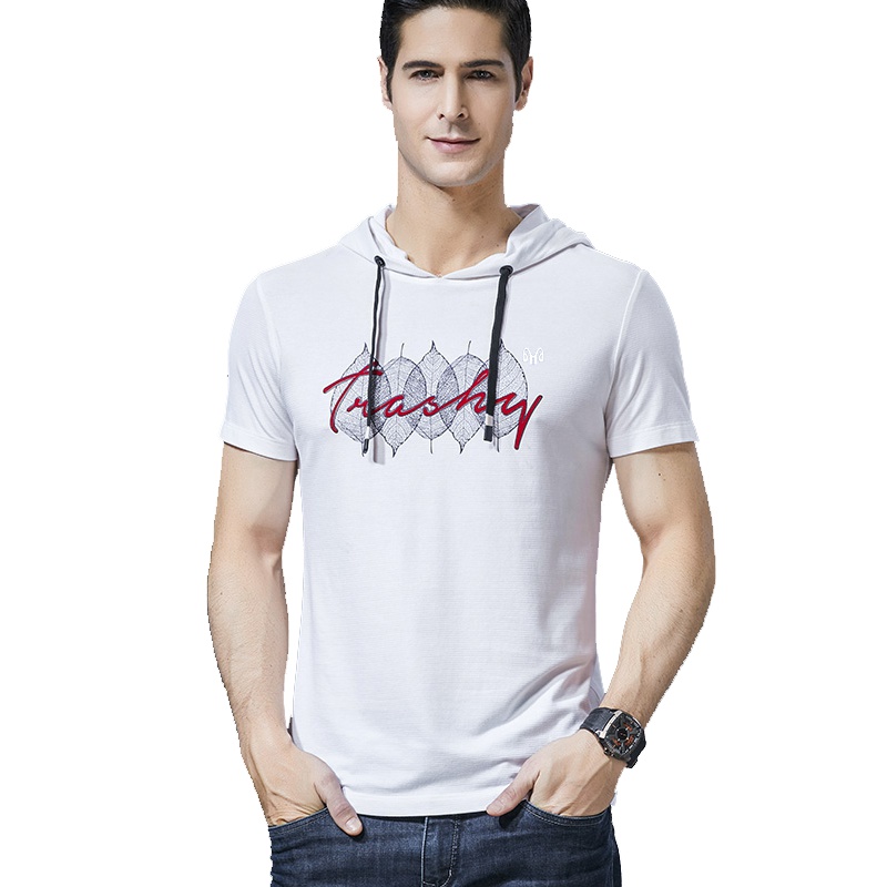 恒源祥男士短袖T恤夏季连帽青年韩版潮流半袖T恤打底衫